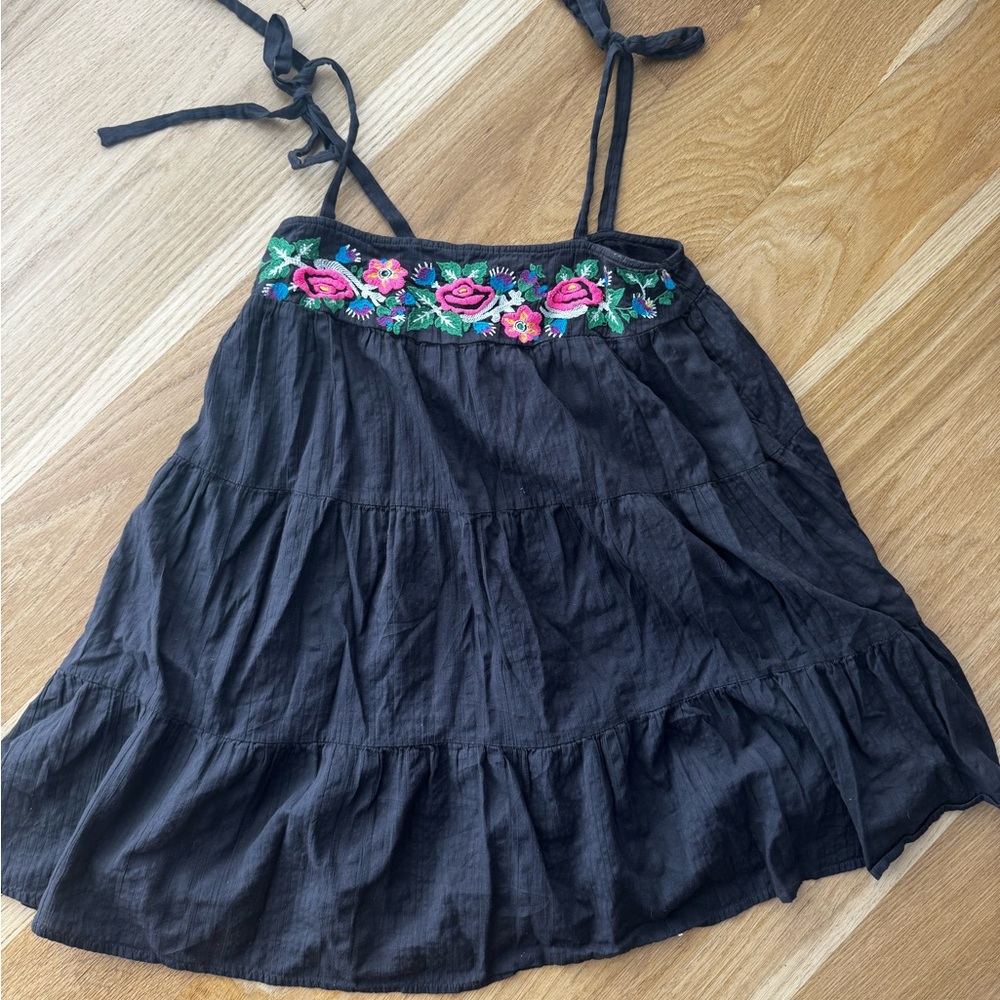 Urban Outfitters Black mini dress with Floral Embroidery small